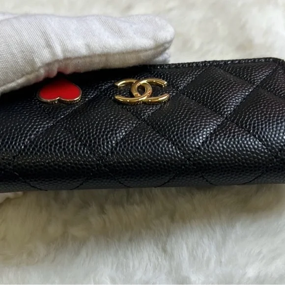CHANEL Caviar Leather Heart Spade Tri-fold Wallet ♠️ - Picture 12 of 12
